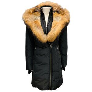 Mackage Black Trish Powder Touch Down Coat with Natural Fur Signature Mackage Co